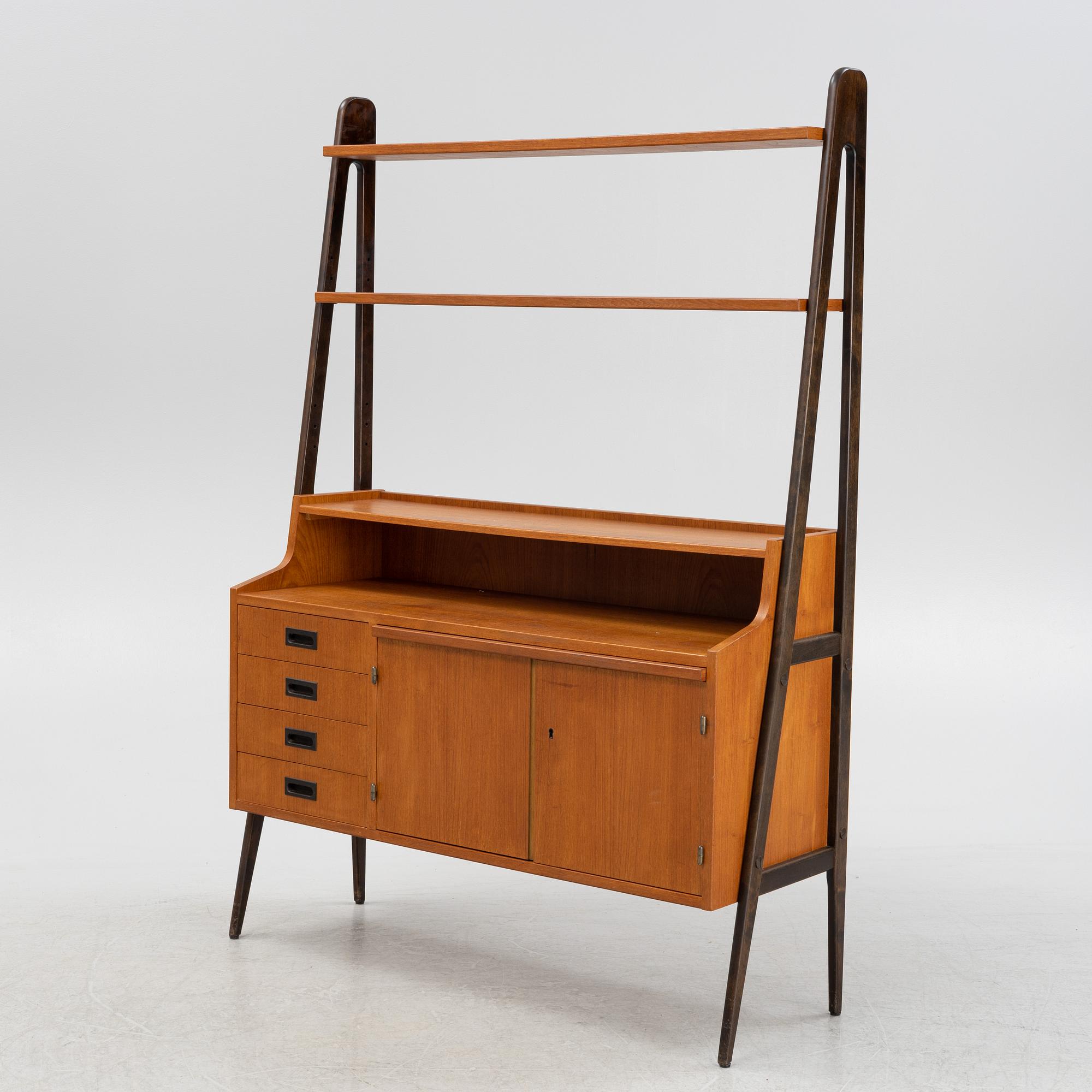 A teak veneered bookcase, mid 20th Century.