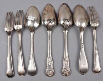 DIVERSE BESTICK, 7 st, silver, Danmark, Sverige, bla Arvid Wernström Eksjö1823.