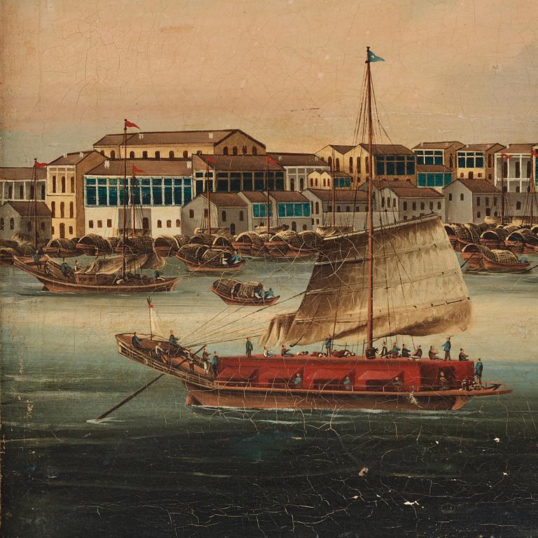 Kinesisk Konstnär, olja lagd på pannå. Qingdynastin, tidigt 1800-tal.