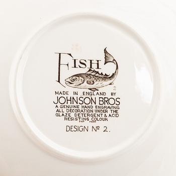 Fiskservis, 20 delar, flintgods, "Fish", Johnson Bros, England.