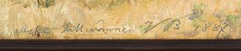 JOHAN AXEL GUSTAV, "J.A.G." ACKE, olja på duk lagd på pannå, sign & daterad m. dedikation: "Acke till vännen VB 1887".