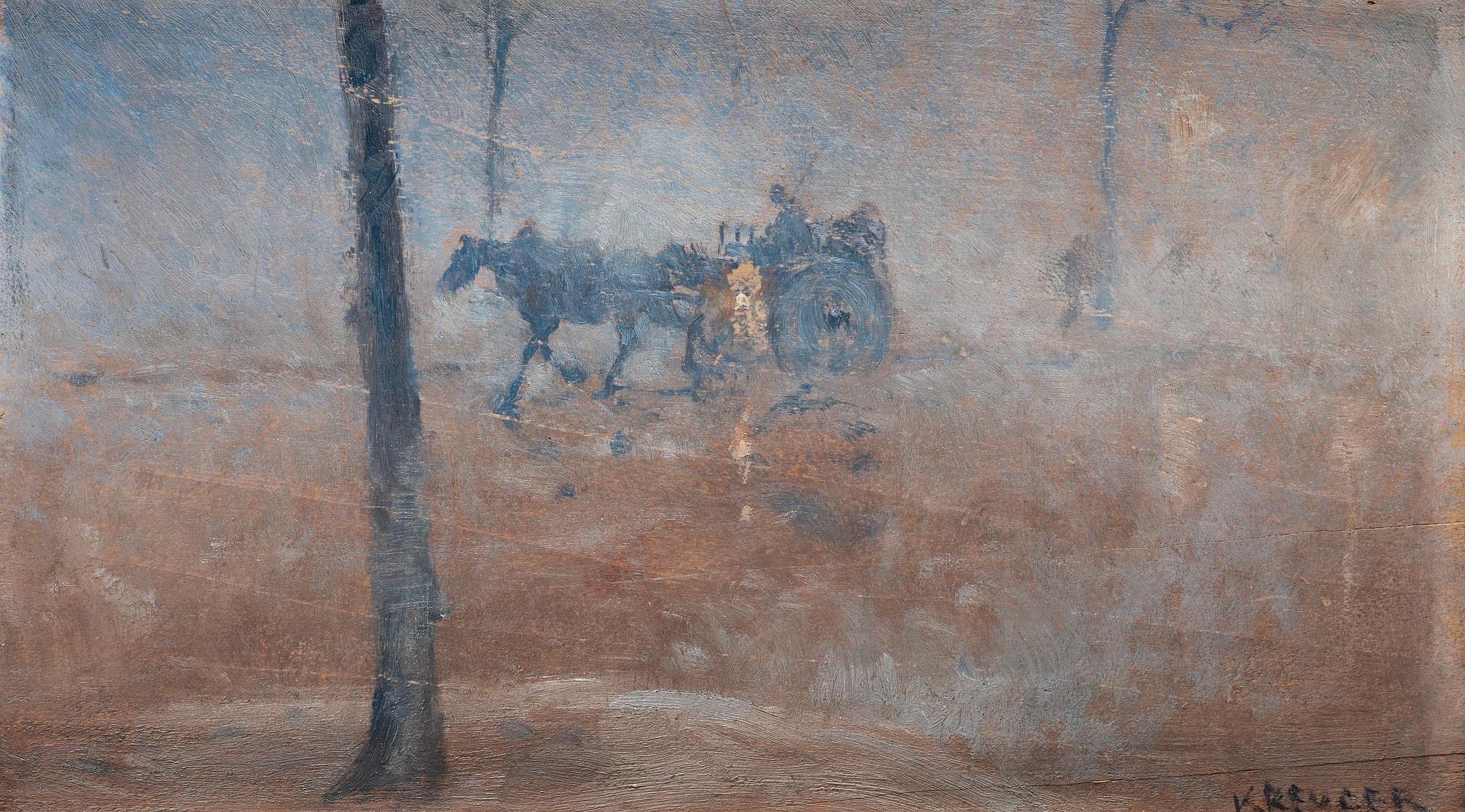 Nils Kreuger, Horse and carriage in rain, Paris.