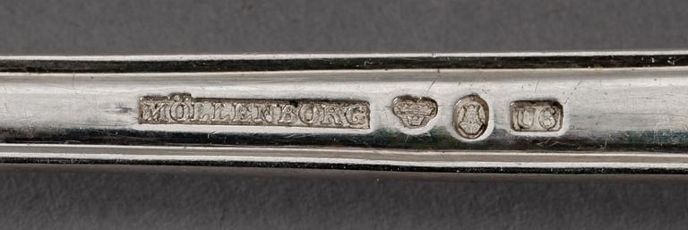 BESTICK, 42 delar, silver, Gustaf Möllenborg, Stockholm, 1888-1947. Tot ca 2395 gr.