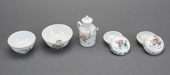 PARTI PORSLIN, 5 delar, Kina, 1800/1900-tal.