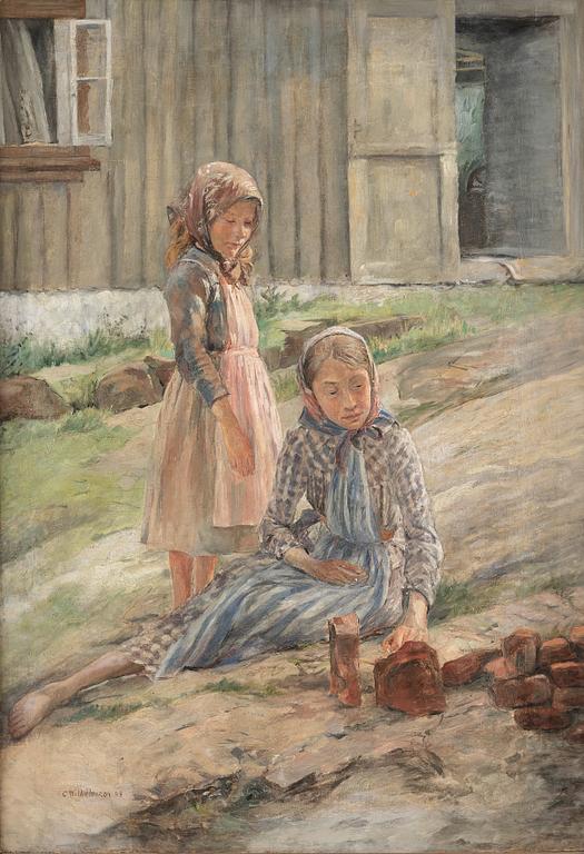 Carl Wilhelmson, Two girls in the courtyard - Fiskebäckskil.