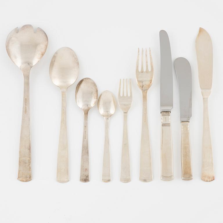 Jacob Ängman, cutlery set, 70 pieces, silver, "Rosenholm", GAB Eskilstuna, 1986-1996.