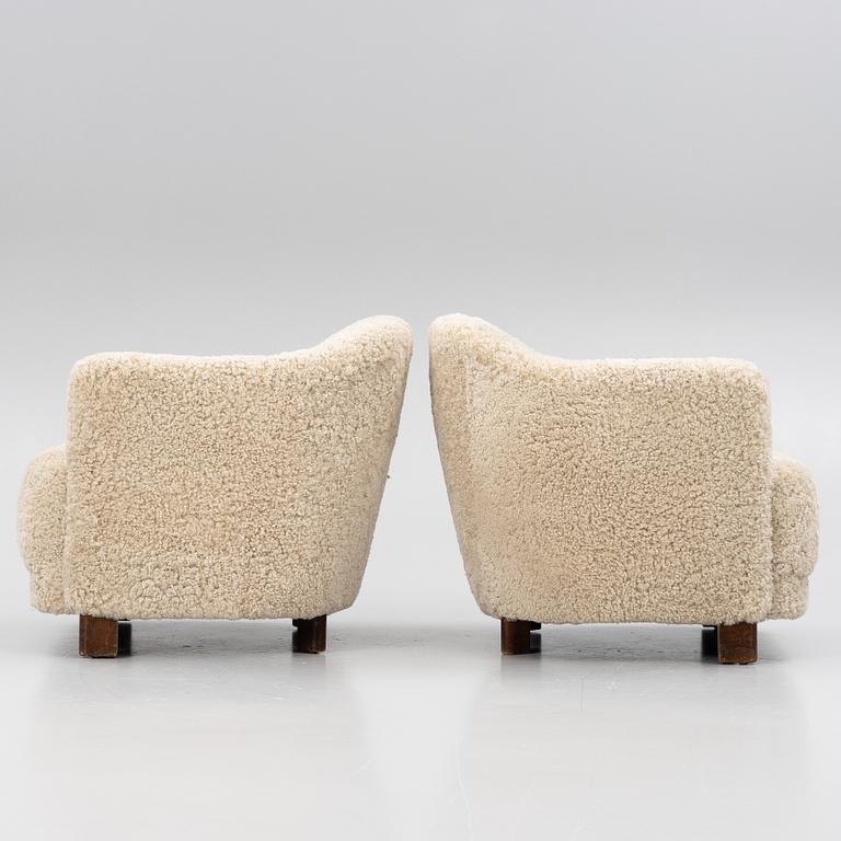 Fåtöljer, ett par, "Continent", modell 217, Asko, Finland, 1930/40-tal.