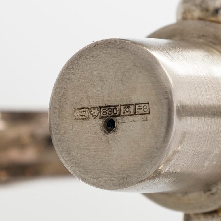 A pair of silver candelabra, Auran Kultaseppä, Turku 1982-83.