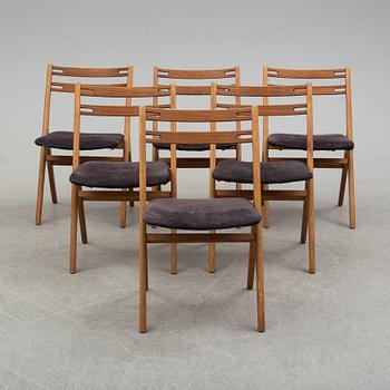 Six 1960s Danish teak chairs.