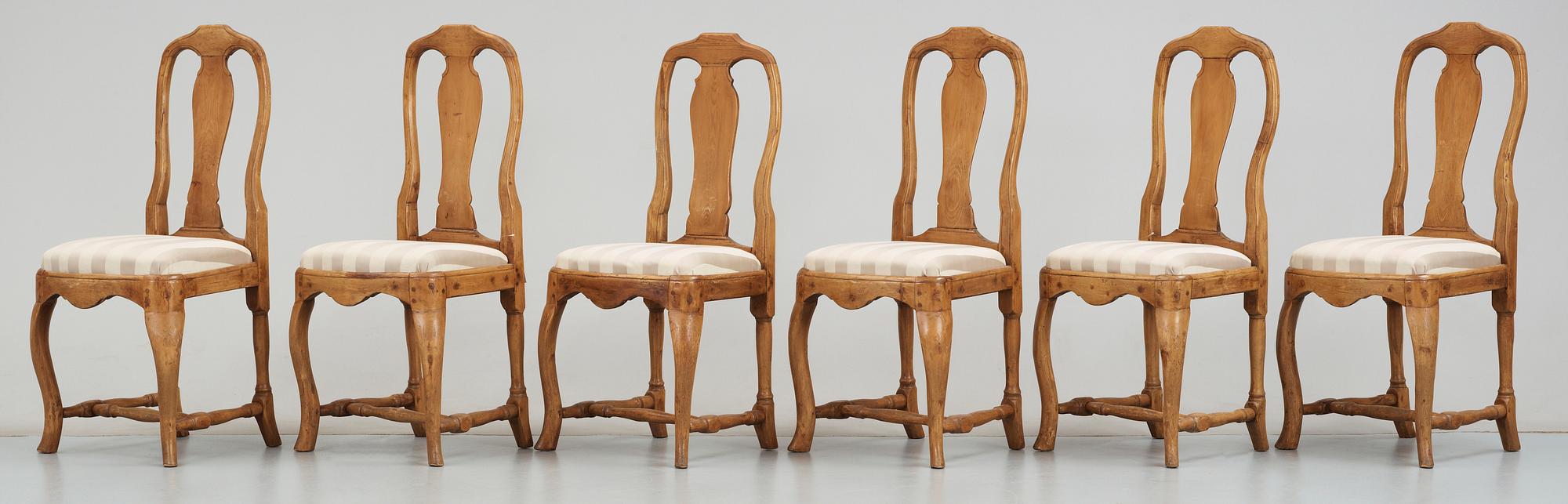 STOLAR, 6 st, rokoko, provins, 1700-talets andra hälft.