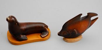 FIGURER, 2 st, stengods, Gunnar Nylund, Rörstrand.