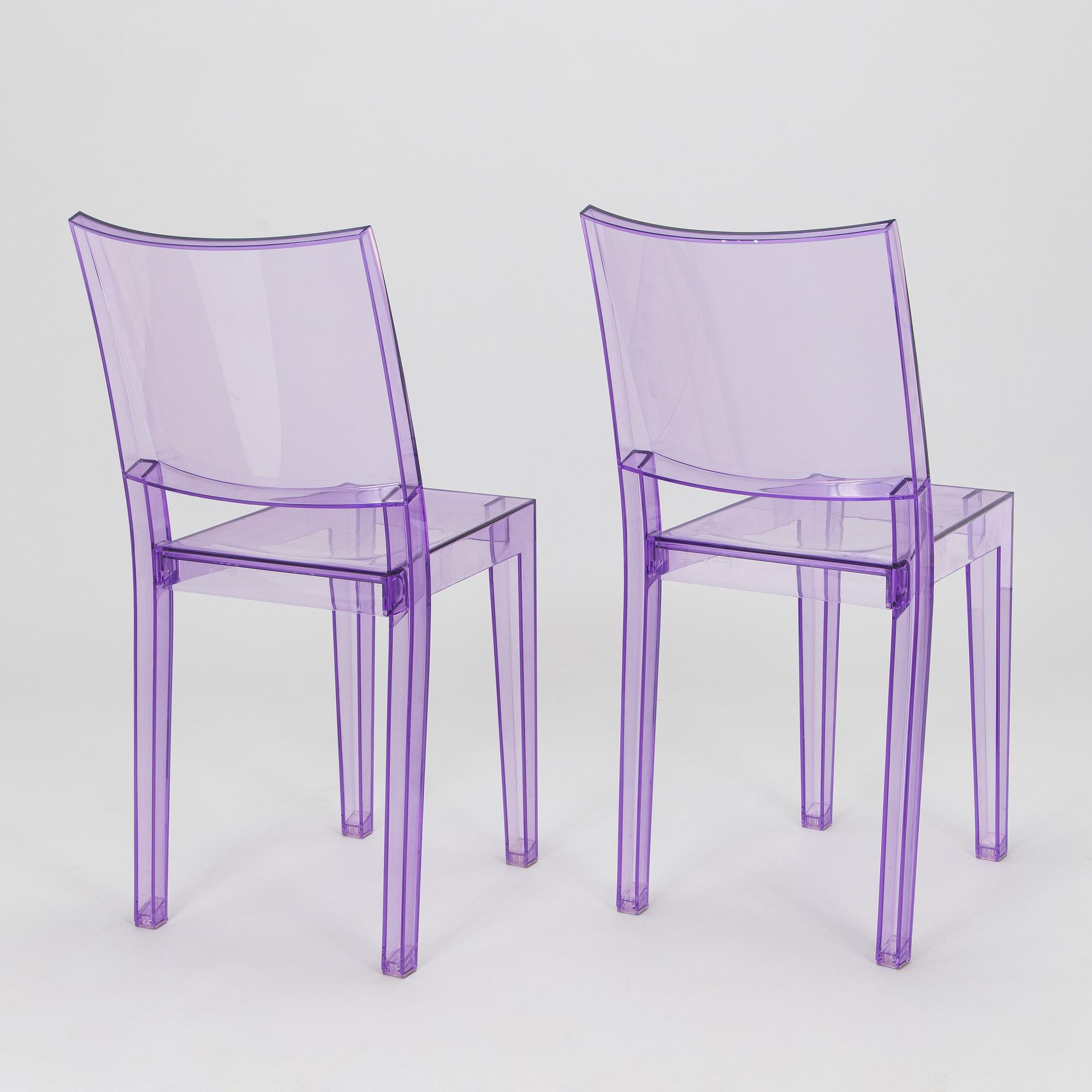 Kartell, Philippe Starck, two "La Marie" chairs and a "Francois Ghost" mirror, Italy.