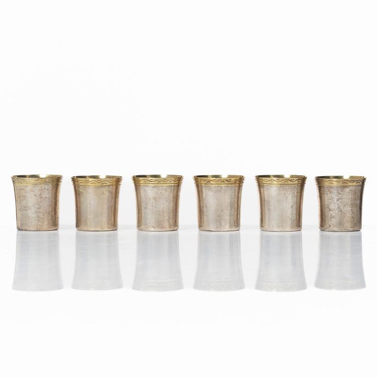 C.G. Hallberg, Six silver cups, Stockholm 1955.