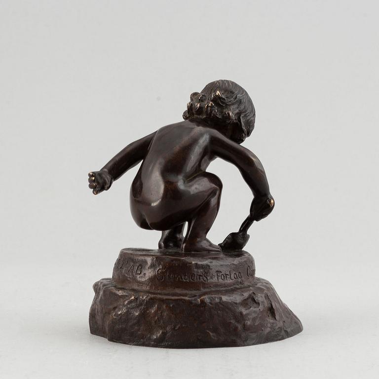 Anders Jensen Bundgaard, skulptur, brons, signerad och daterad 10 juli 1912.
