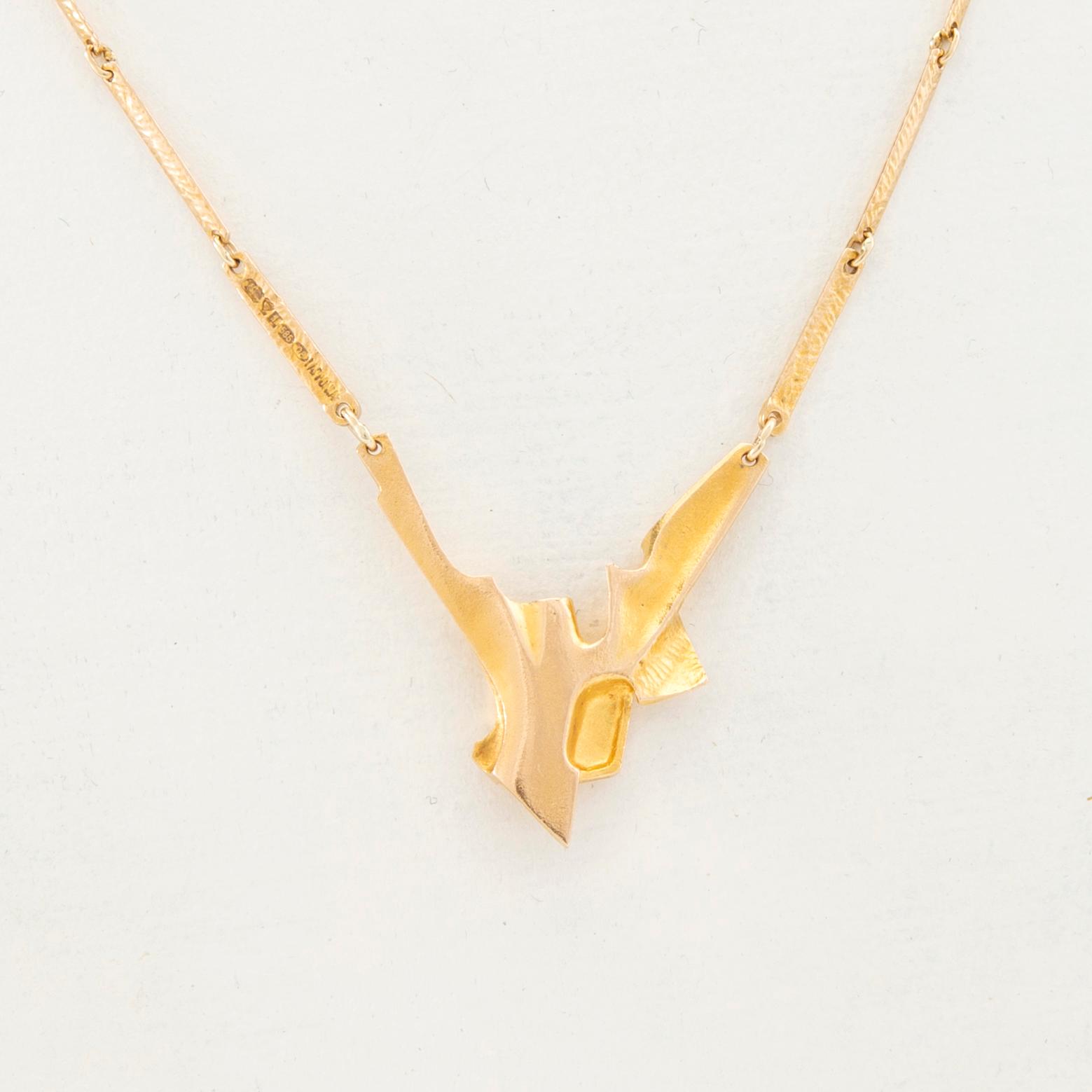 Zoltan Popovits, Necklace "Valeriana" 14K gold, Lapponia Finland 1993.