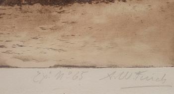 ALFRED WILLIAM FINCH, etsning, Ex: No 65, sign.