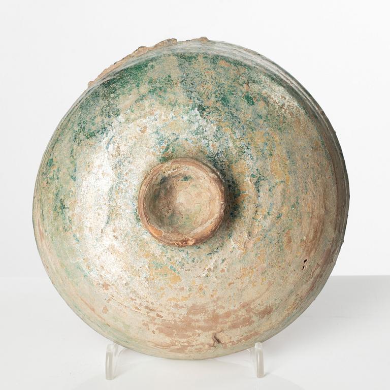 A green glazed cover, Han dynasty (206 B.C. - 220 A.D.).