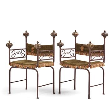 56. A pair of presumably Spanish armchairs, 19th century.