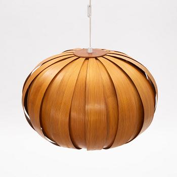 A teak and pine ceiling light, second half of the 20th century.