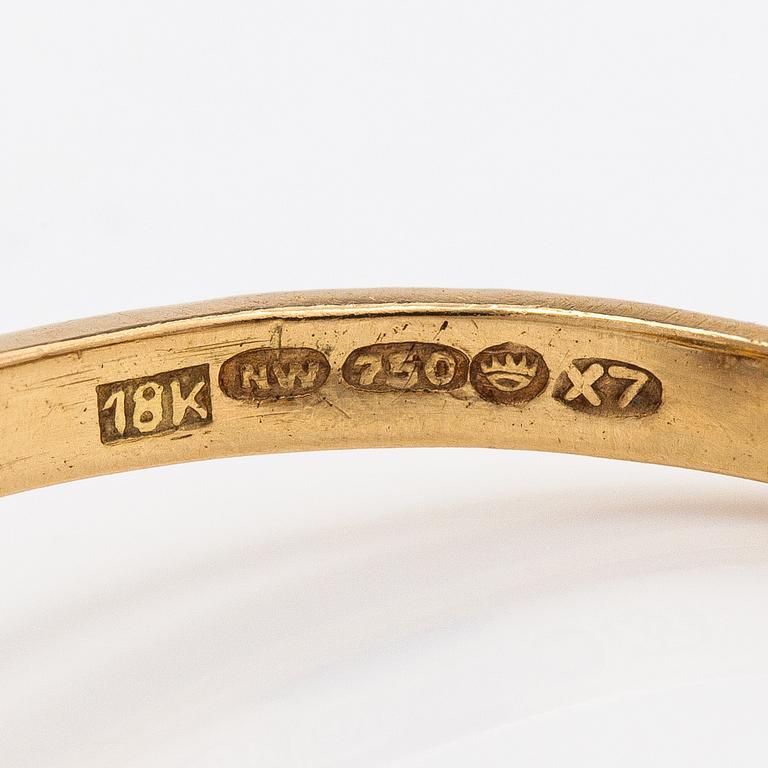 Sormus, 18K kultaa, smaragdi ja timantteja n. 0.05 ct yht. Suomalaiset tuontileimat.