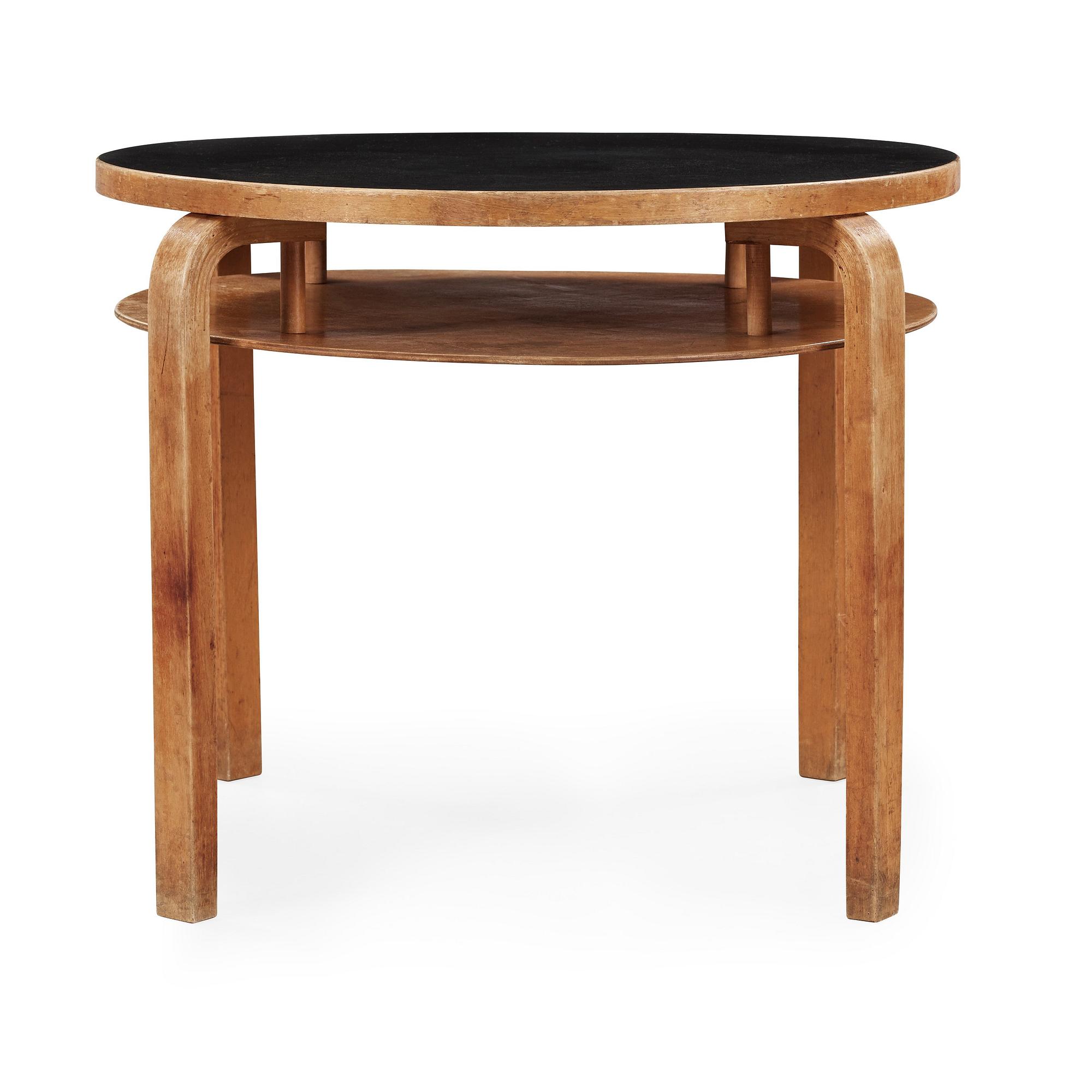 A black linoleum top birch table attributed to Alvar Aalto, Huonekalu-ja Rakennustyötehdas Oy for Artek, Finland 1940's.