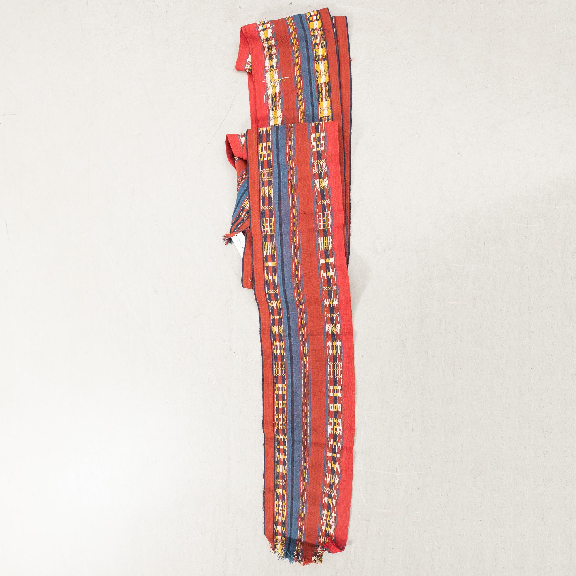 Tältband Turkmenskt antikt ca 1200x38 cm.