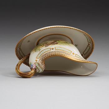 A Royal Copenhagen 'Fauna Danica' sauceboat, Denmark, 20th Century.