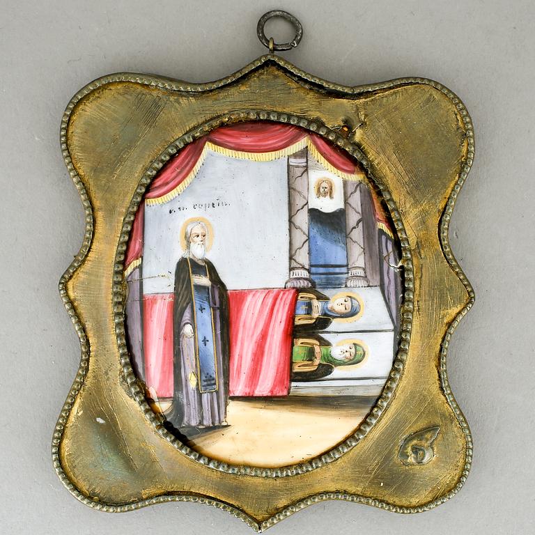 MINIATYRER, 2 stycken, bemålat porslin, Ryssland, 1800-tal.