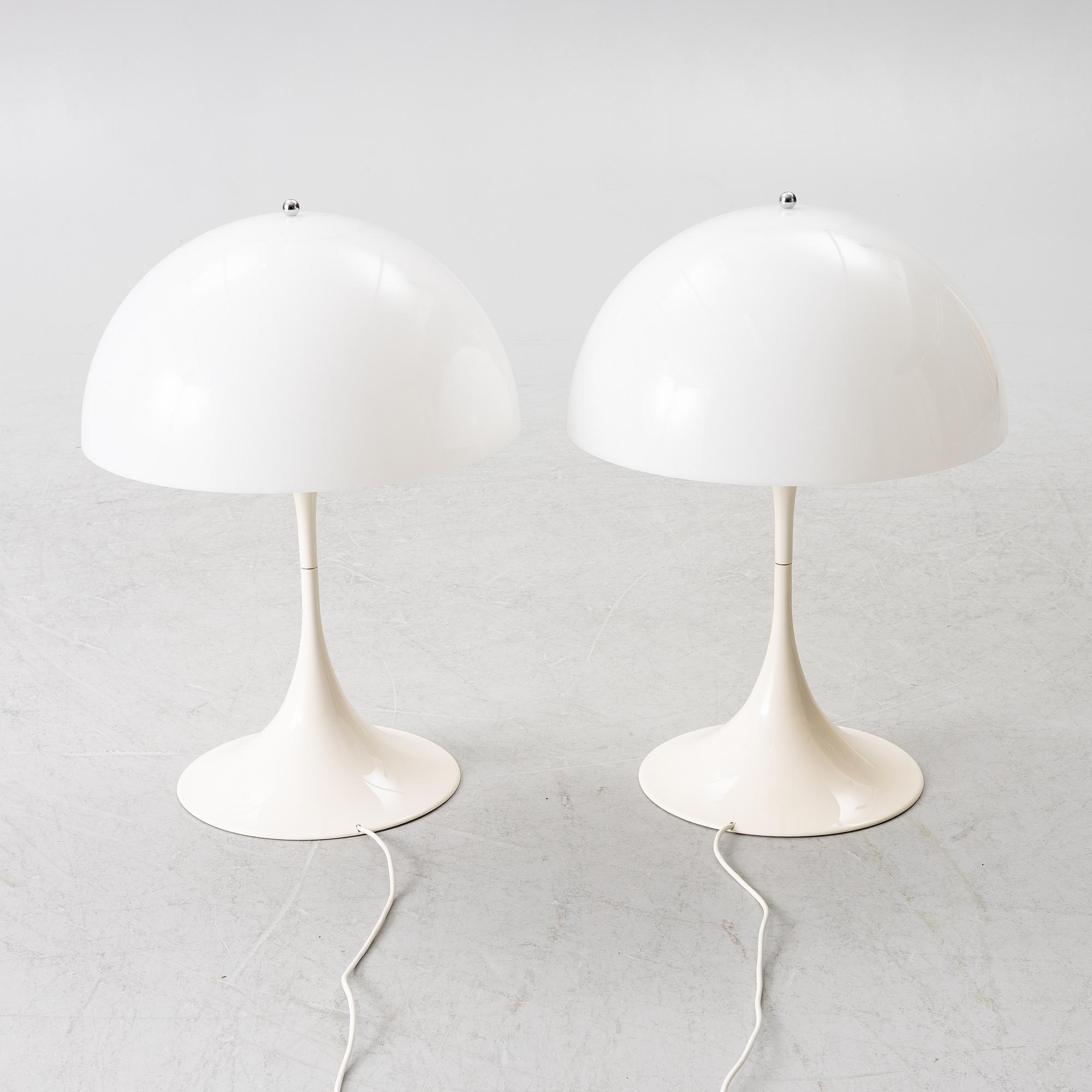 Verner Panton, a pair of 'Panthella' table lamps, Louis Poulsen, Denmark.