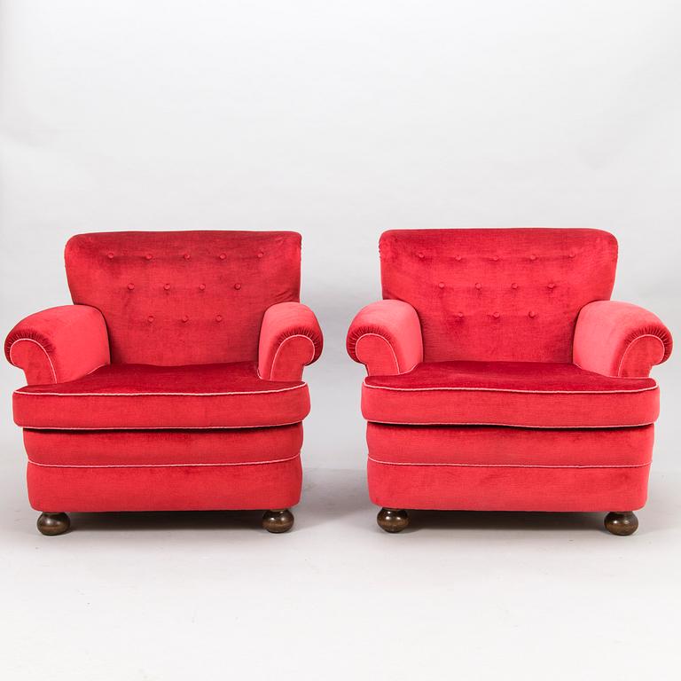 A pair of 1940s armchairs 'London' for Oy Paul Boman Ab Finland.