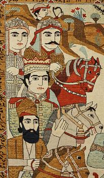 A RUG, a semi-antique Kashan figural, possibly Motachem, ca 202 x 140 cm.