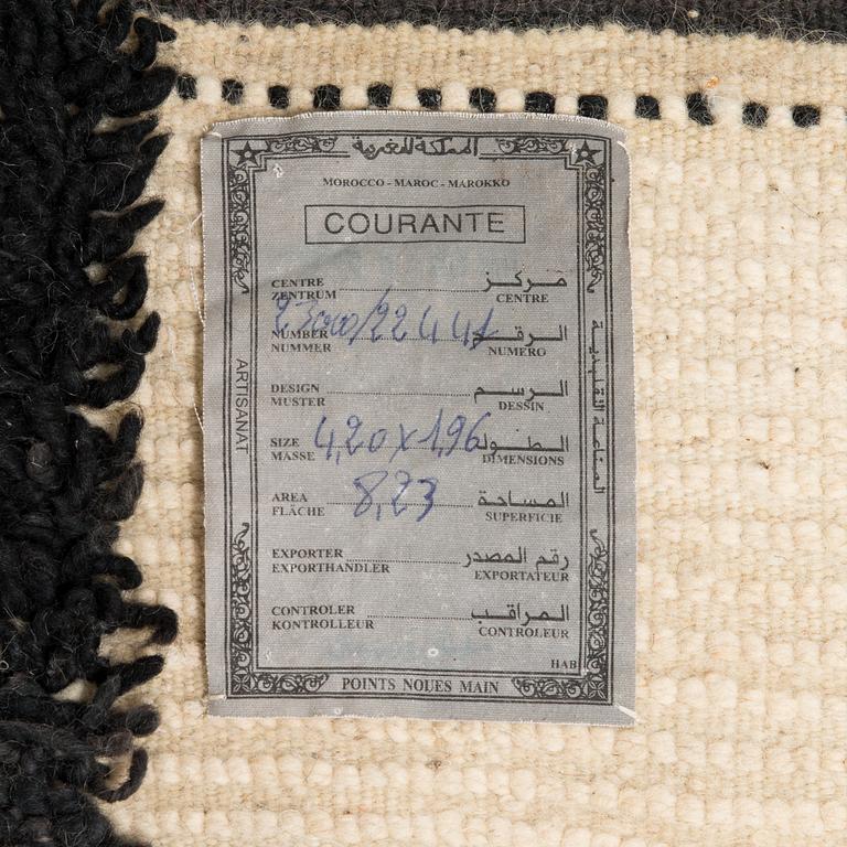 A Moroccan Beni Ourain carpet. circa 420x196 cm.