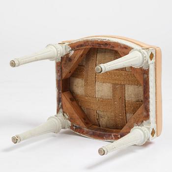 A late Gustavian stool, Stockholm, late 18th century.
