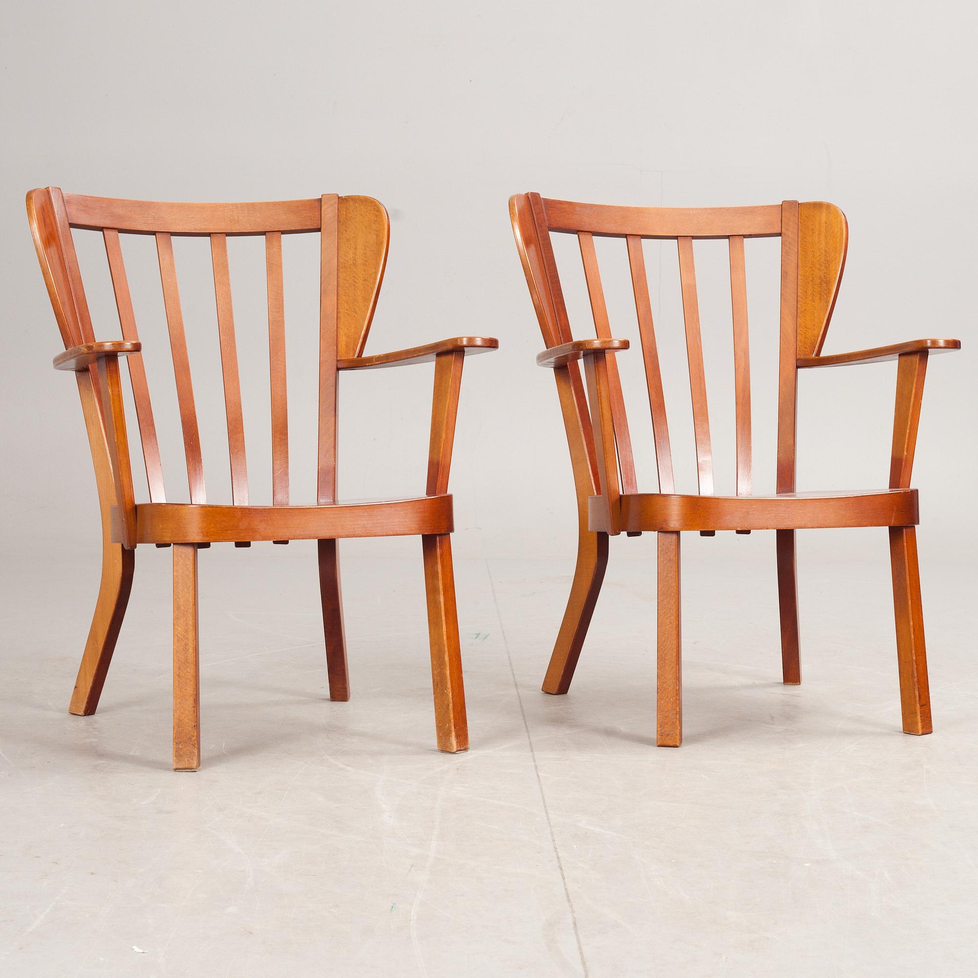 FÅTÖLJER, ett par, "Canada", Christian E Hansen, Fritz Hansen 1940-talet.