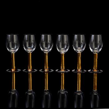 Six Gunnar Cyrén 'Nobel' wine glasses, for Orrefors.