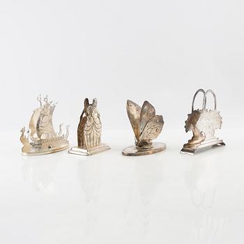 Napkin holders, 4 pieces, silver-plated, first half of the 20th century.