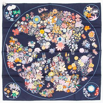 Hermès, A 'Planifleurs' silk scarf.