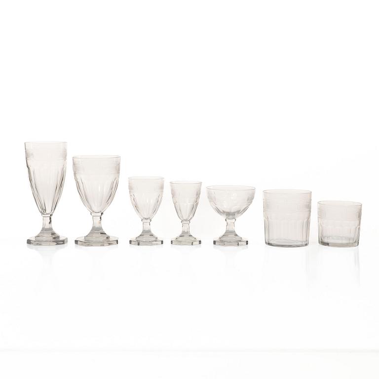 Gerda Strömberg, glasservis, 116 delar, "Hörningsholm", Strömbergshyttan.