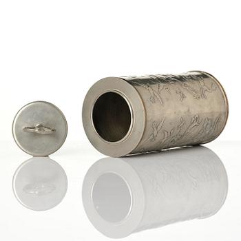 Nils Fougstedt, a pewter and brass jar model A 608, Firma Svenskt Tenn, Stockholm, 1932.