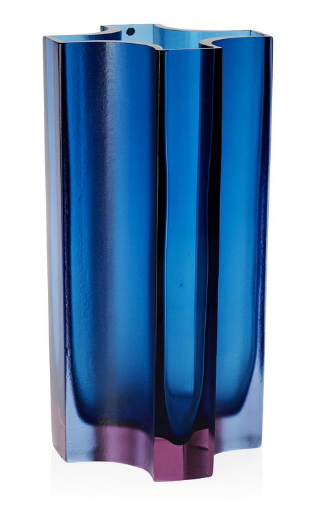 Tapio Wirkkala, A Tapio Wirkkala blue glass vase, Iittala, Finland 1966-69, model 3512.