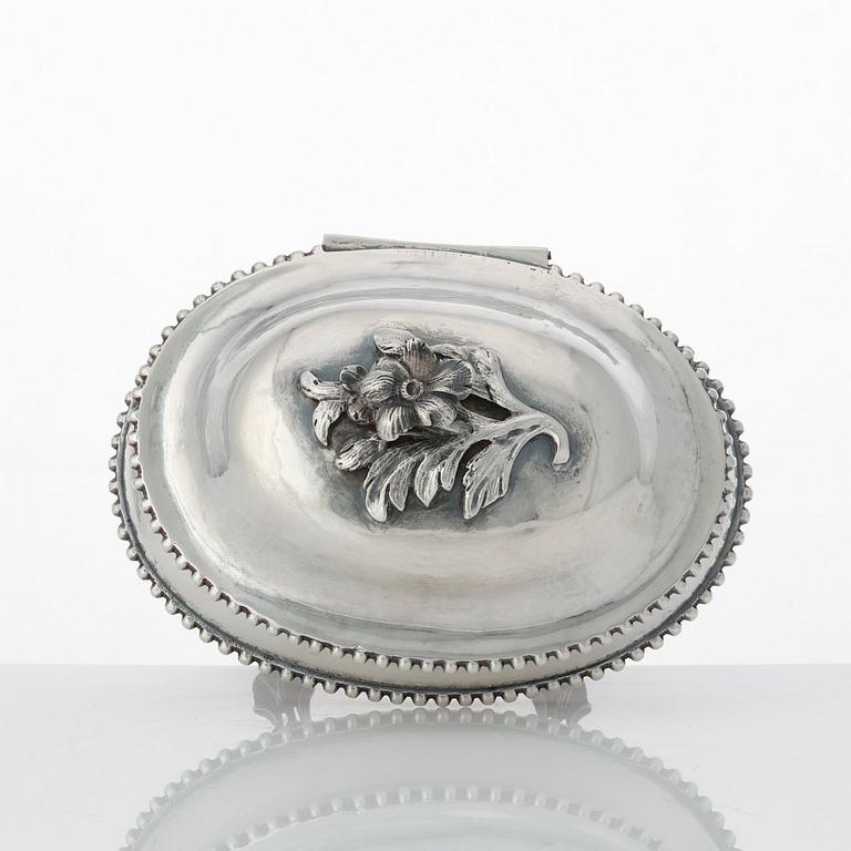 A Swedish Rococo silver sugar casket, mark of Anders Schotte, Uddevalla 1787.