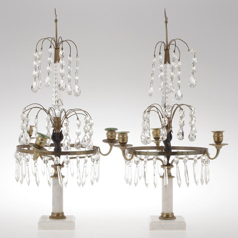 BORDSLYSTRAR, ett par, gustaviansk stil, sent 1800-tal.