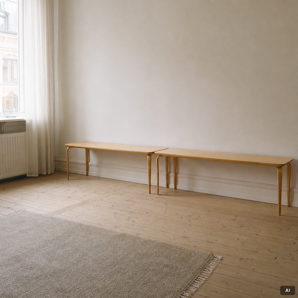 Bruno Mathsson, two 'Annika' tables, Bruno Mathsson International, Värnamo, Sweden.