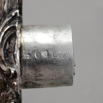 LJUSSTAKAR, ett par, silver, barock, Stockholm, 1847.