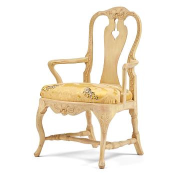311. A rococo open armchair in the manner of C M Sandberg, Stockholm, later part 18th century.