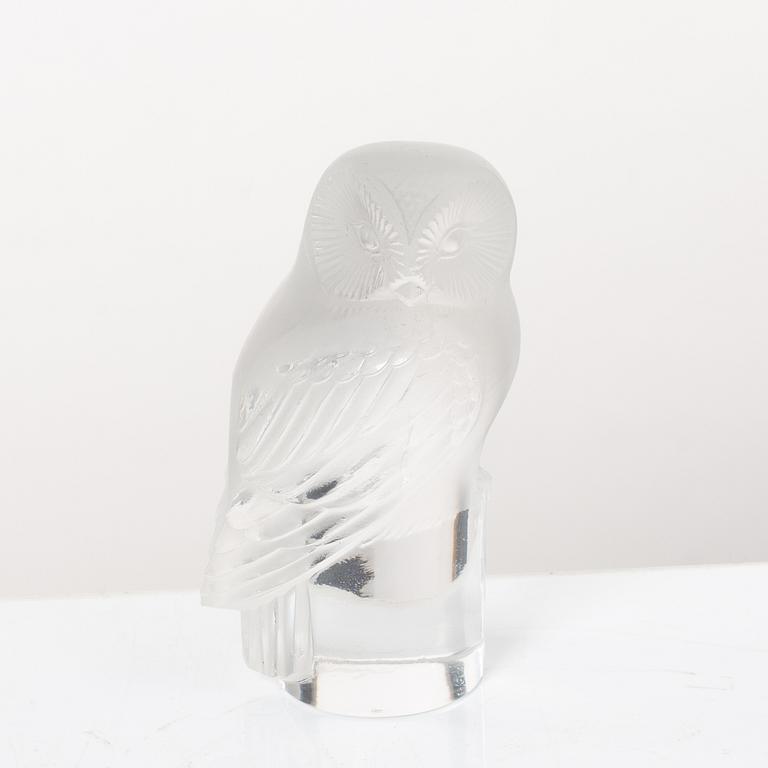 9 glass figurines, Lalique, France.