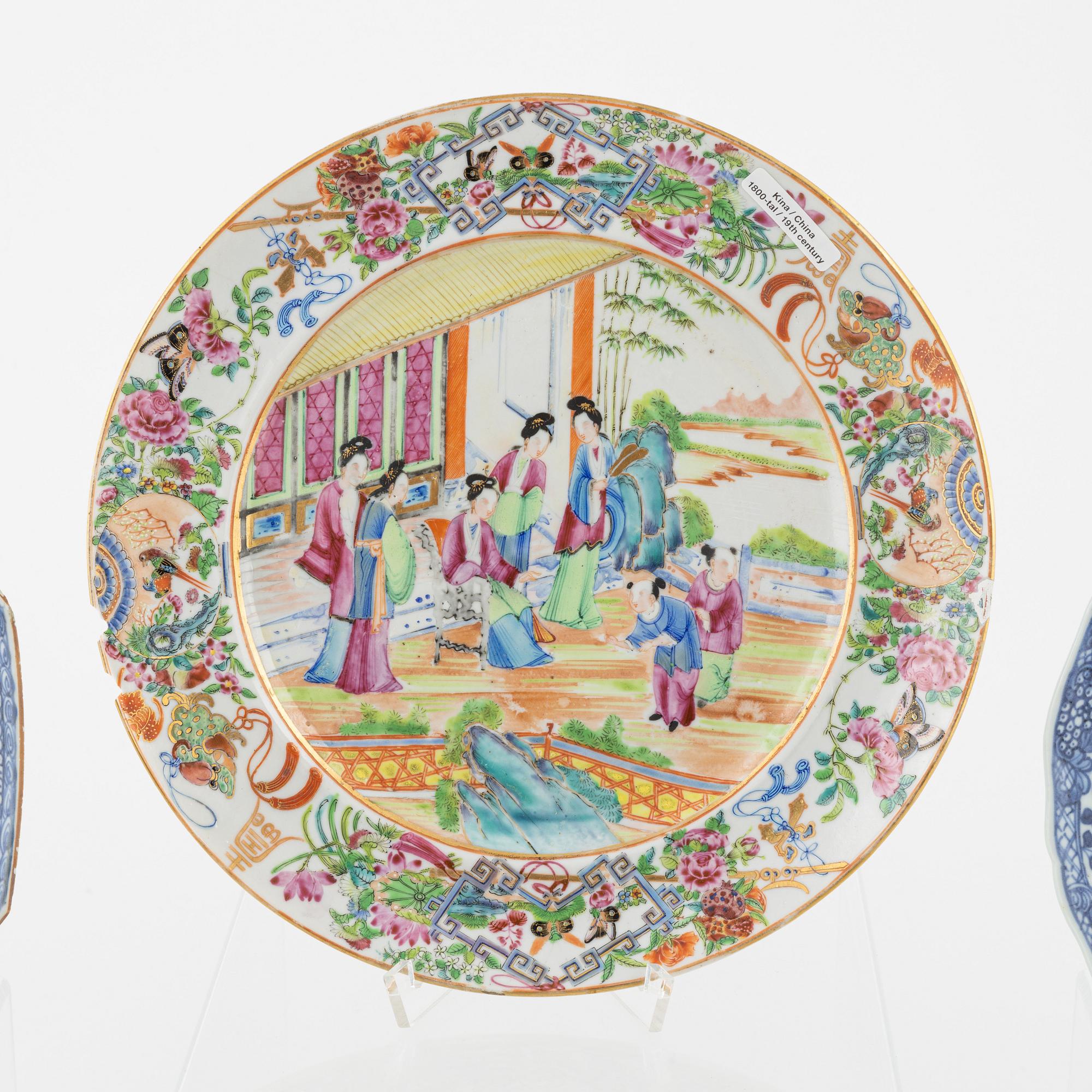 Tallrikar, 6 st, porslin, Kina, Qingdynastin, 1700/1800-tal.