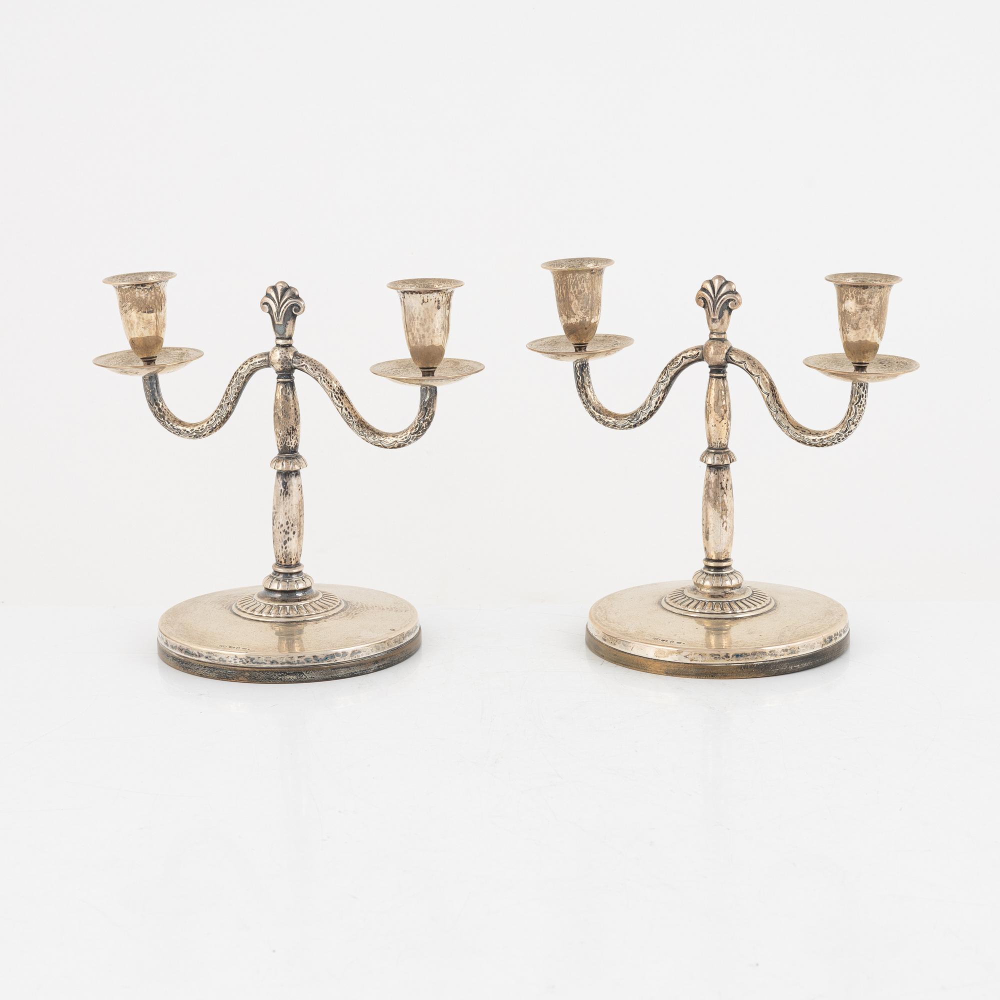 Kandelabrar, ett par, silver, CG Hallberg, Stockholm 1926.