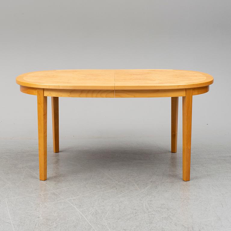 MATBORD samt 6 st STOLAR, björk, 1900-talets andra hälft.