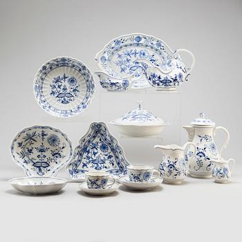 A 50-piece porcelain 'Onion pattern' service from Meissen, Germany.